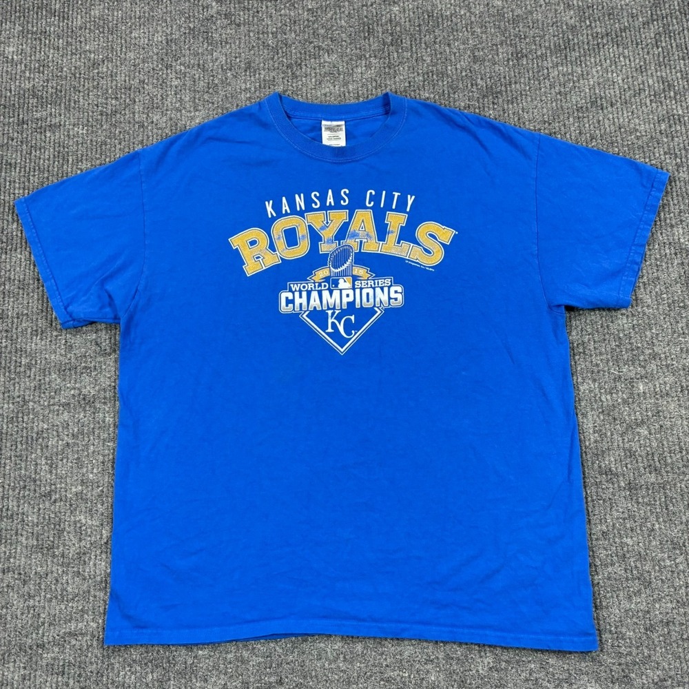 Kansas City Royals 2015 World Series Champions T Shirt Mens XL Gildan Blue MLB